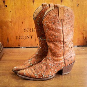Stetson Teal Cut-Out design Cowboy boot